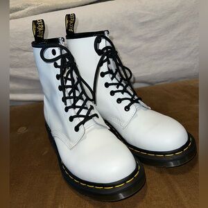 Dr. Martens White Boots with Black Laces